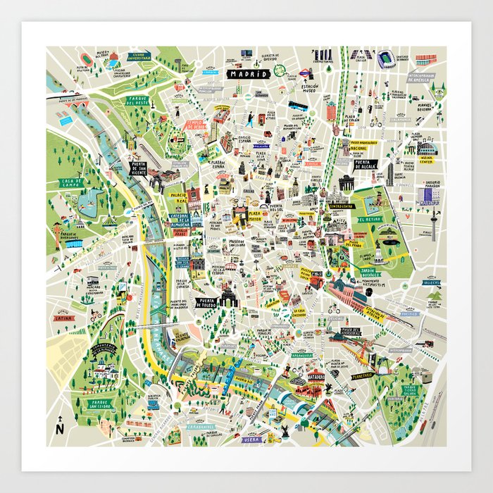 Mapa Madrid Art Print