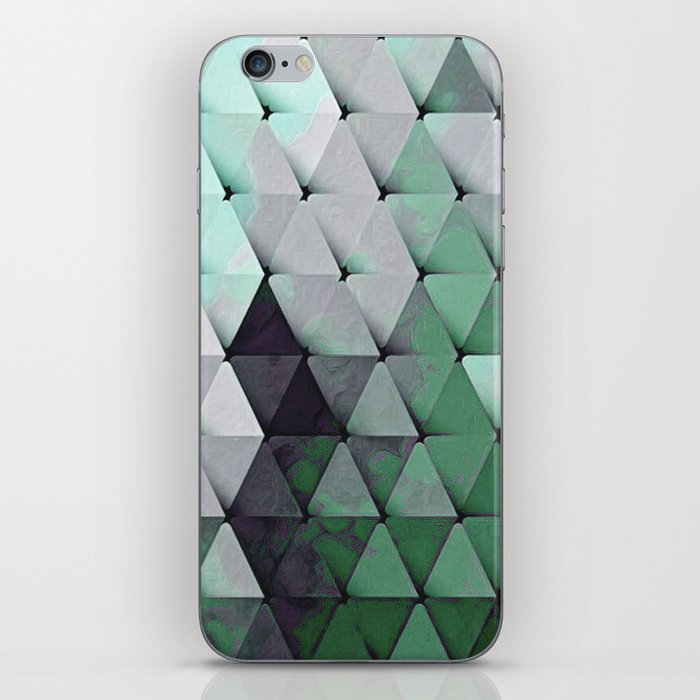 Painted Rainbow Triangles Greens Grays iPhone Skin