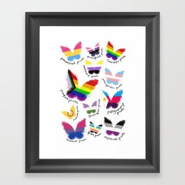 Pride Flag Butterflies Framed Art Print