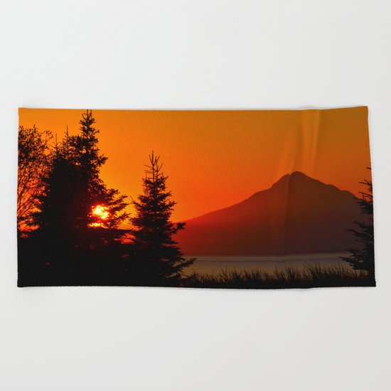 Orange Sky - Mt. Redoubt Beach Towel
