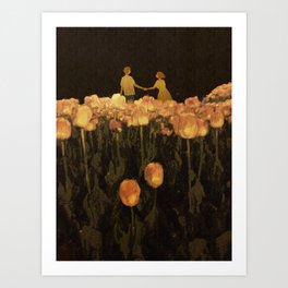 Tulip garden Art Print | Digital, Love, Painting, Sweetheart, Tulip, Flower, Garden 