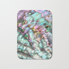 Glowing Cotton Candy Pink & Green Abalone Mother of Pearl Bath Mat