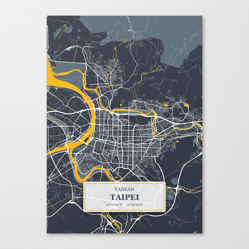 Taipei City Map Decor Taiwan Gift Blue Canvas Taipei Map Print Poster Wall Art