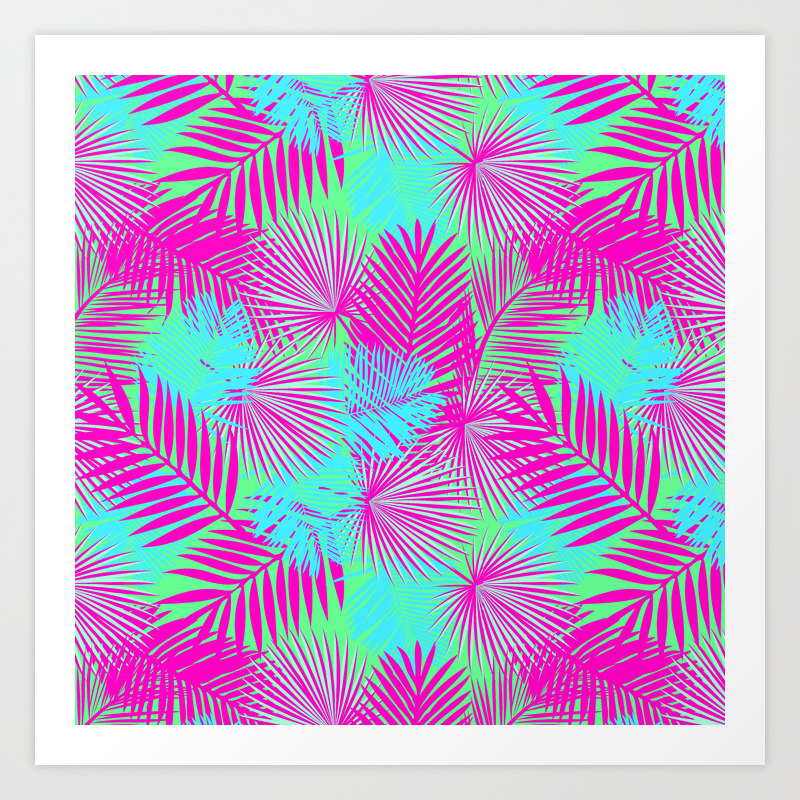 Wall Art Tempered Glass Photo Print Picture Abstract Neon Palms Prizma GWA0358 