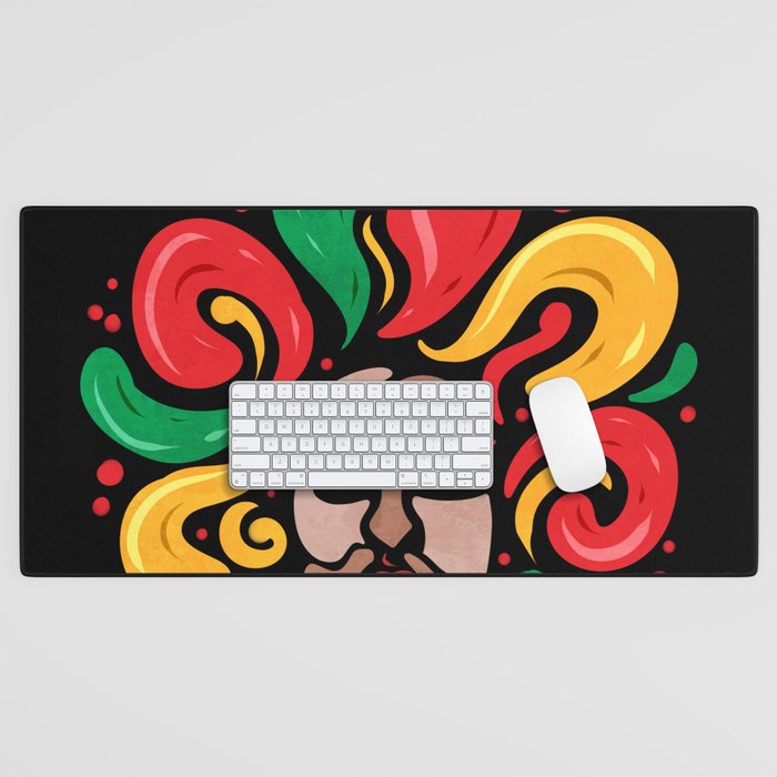 Afro With African Corors Hair Freedom Day Juneteenth Desk Mat