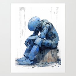Sad Robot Robotic Artificial Intelligence Art Print