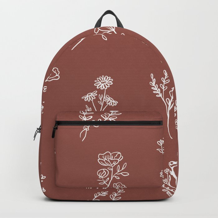 Botanical Wildflowers Line Art Backpack