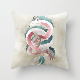 Spirited away - Haku Dragon illustration - Miyazaki, Studio Ghibli Throw Pillow