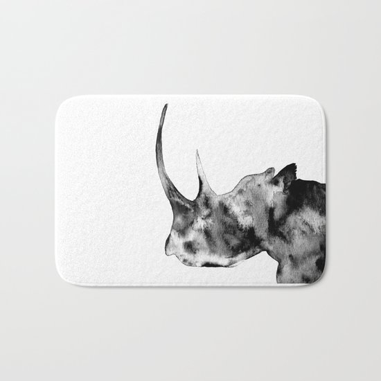 Rhinoceros, black and white Bath Mat