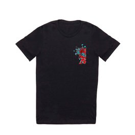 Teal and Red Abstract T Shirt