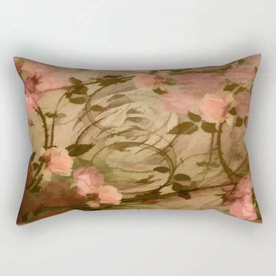 Vintage Pink Roses Abstract Rectangular Pillow