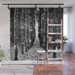 Magical Forest Black White Gray Wall Mural