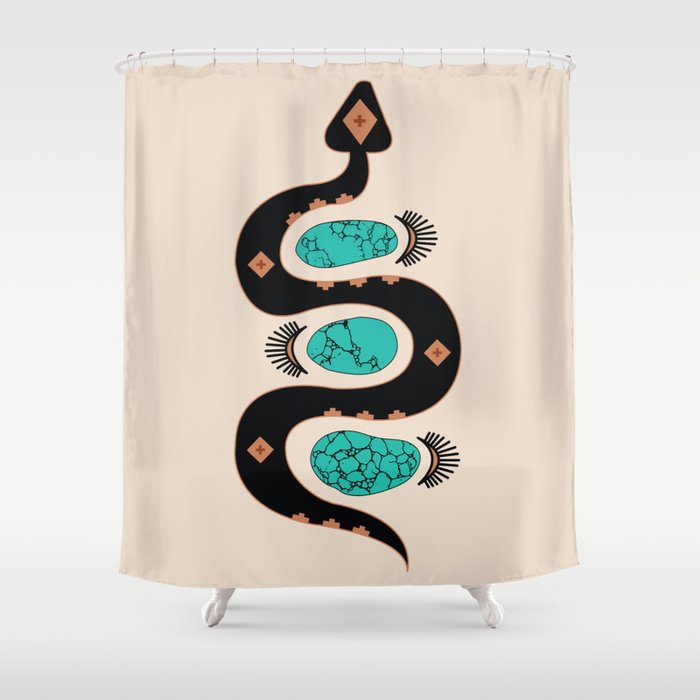 Southwestern Slither in Black Shower Curtain
