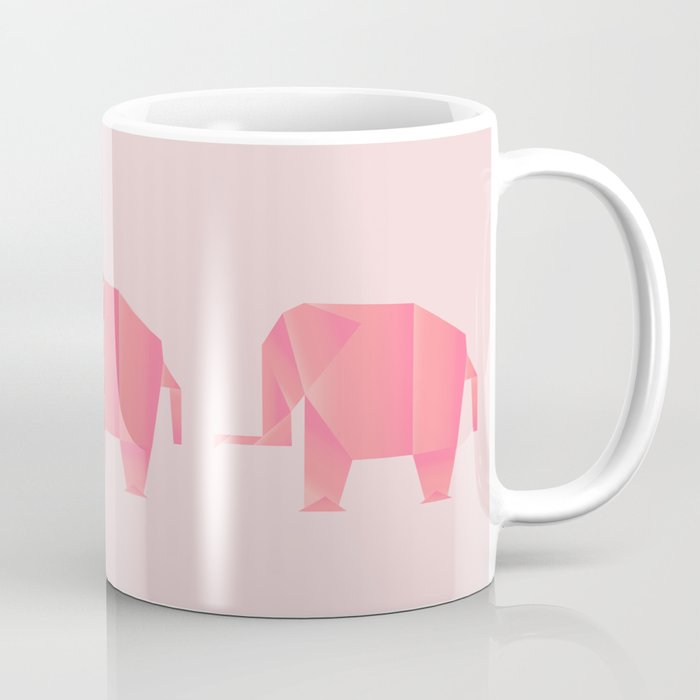 Big, Happy Elephant - Origami Pink Elephant Coffee Mug