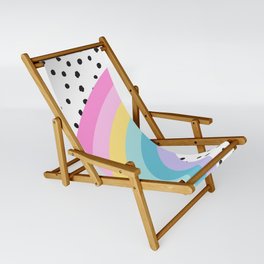 Rainbow Pastel Black White Polka Dots Pattern Sling Chair