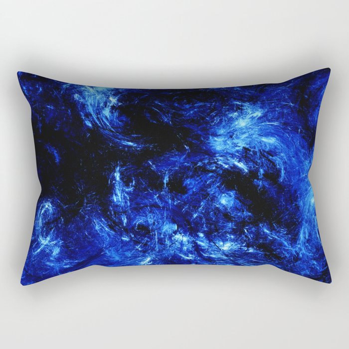 Dark Arctic Splash Black and Blue Abstract Artwork Rectangular Pillow