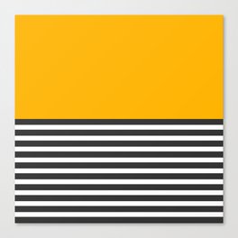 Half Striped Gray - Solid Yellow Canvas Print