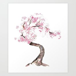 Cherry tree blossom flowers Watercolor Painting Art Print