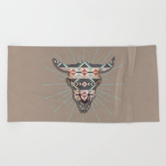 Cow Skull Induco Beach Towel