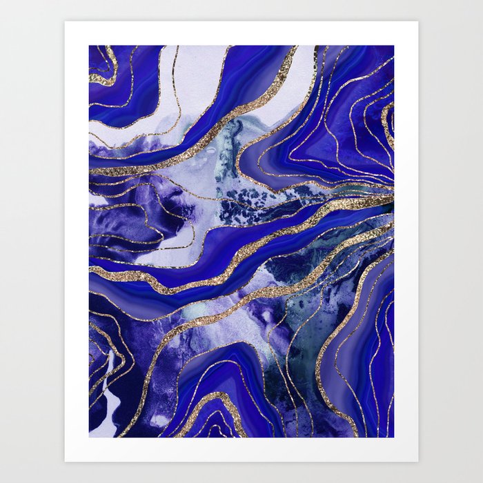 Liquid Marble Agate Glitter Glam #12 (Faux Glitter) #decor #art #society6 Art Print
