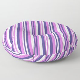 [ Thumbnail: Dark Slate Blue, Orchid, and Mint Cream Colored Pattern of Stripes Floor Pillow ]