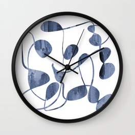 Organic abstract watercolor in blue Wall Clock