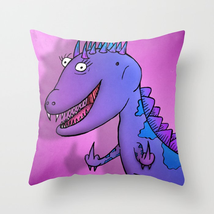 Fukoffasaurus Throw Pillow