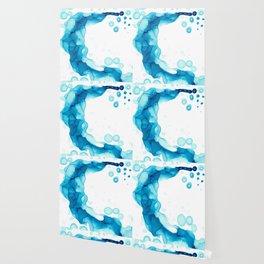 Blue Fluid Art Abstract 4422 Modern Alcohol Ink Painting by Herzart Wallpaper