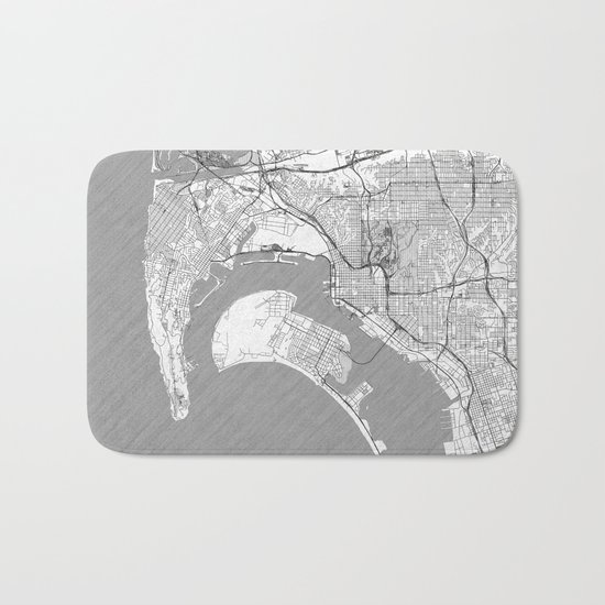 San Diego Map Line Bath Mat