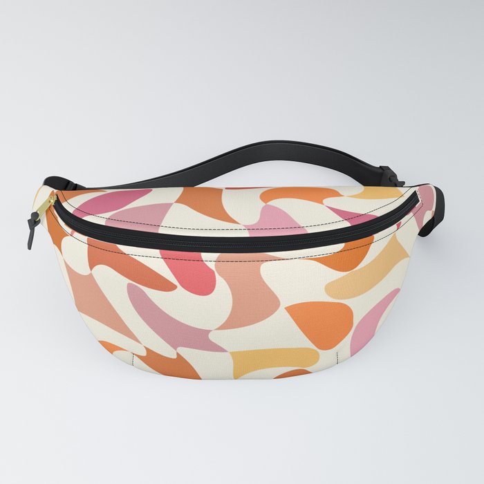 Abstract Wavy Checkerboard in Orange, Pink & Yellow Fanny Pack