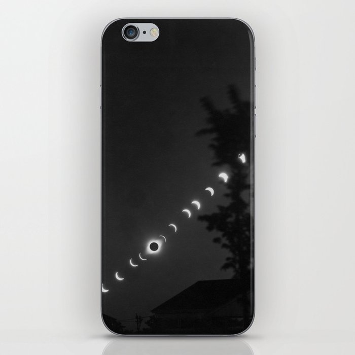 Total eclipse of the moon; full cycle lunar eclipse at night black and white photograph - photography - photographs iPhone Skin