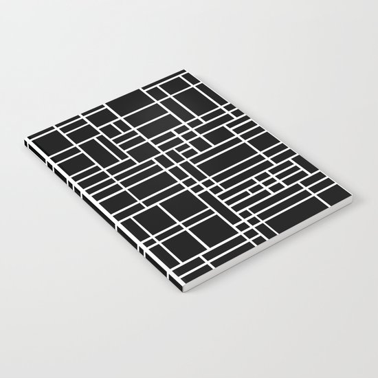 Map Outline White on Black Notebook