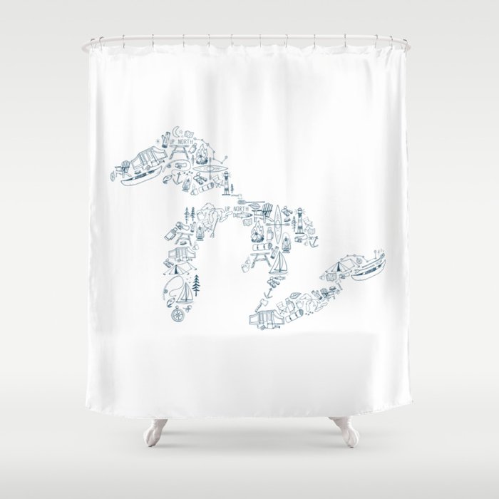 Great Lakes Up North Collage Shower Curtain By Greatlakeslocals Up North Collage Shower Curtain