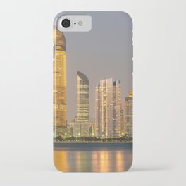 Abu Dhabi Seascape with skyscrapers in the background at evening iPhone Case