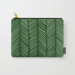 Forest Green Herringbone Carry-All Pouch