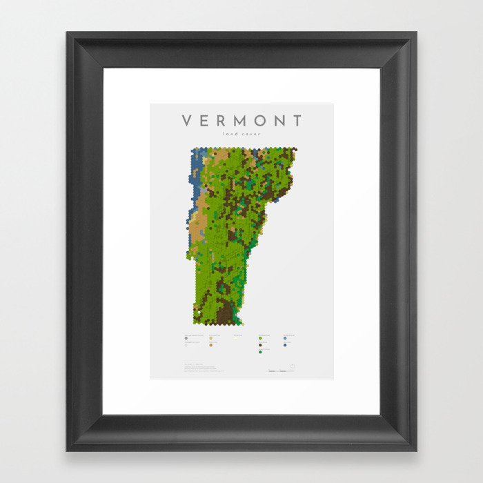 Vermont Land Cover Map Art Framed Art Print
