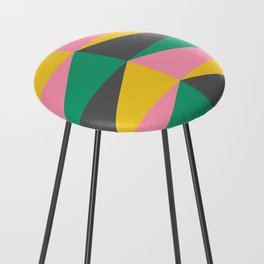 Triangles in Pink Green and Yellow Counter Stool