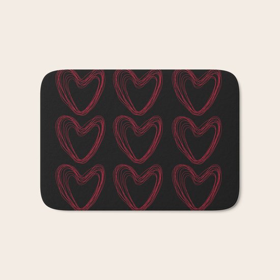 Red Hearts Bath Mat