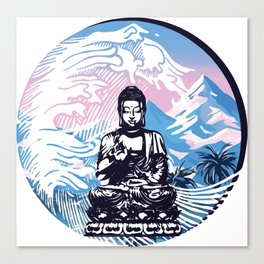 Buddha Tropical Mountain Wave Canvas Print