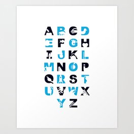 Alphabet - white Art Print
