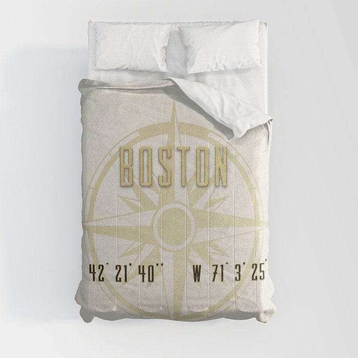 Boston - Vintage Map and Location Comforter