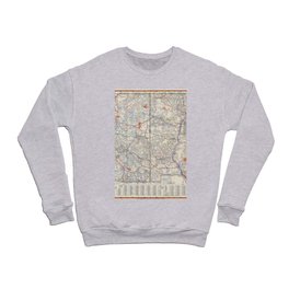 Highway Map of Arizona and New Mexico. - Vintage Illustrated Map-road map Crewneck Sweatshirt