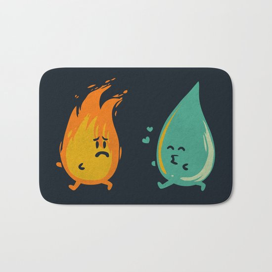 Impossible Love (fire and water kiss) Bath Mat