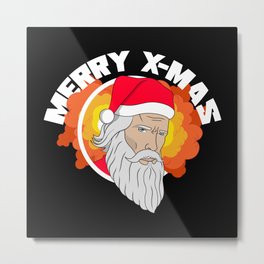 I'll Be Back | cool Action Hero Santa Claus Illustration Metal Print | Christmas, Santaclaus, Holidays, Funnychristmas, Funny, Coolsanta, Arnold, Merryx Mas, Festive, Badasssanta 