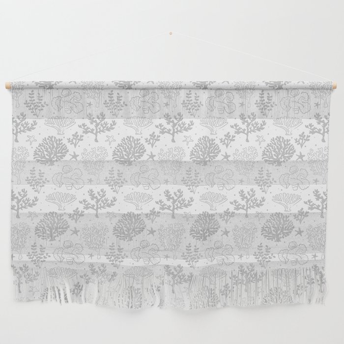 Light Grey Coral Silhouette Pattern Wall Hanging