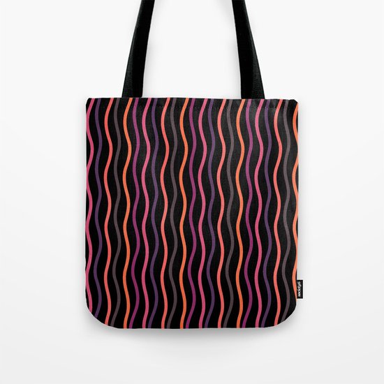 Happy Lines on Black Pink Version Tote Bag