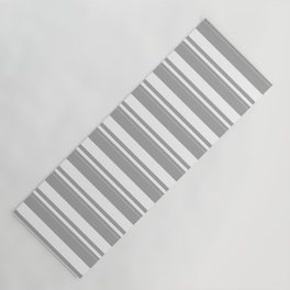 [ Thumbnail: White and Dark Gray Colored Striped Pattern Yoga Mat ]