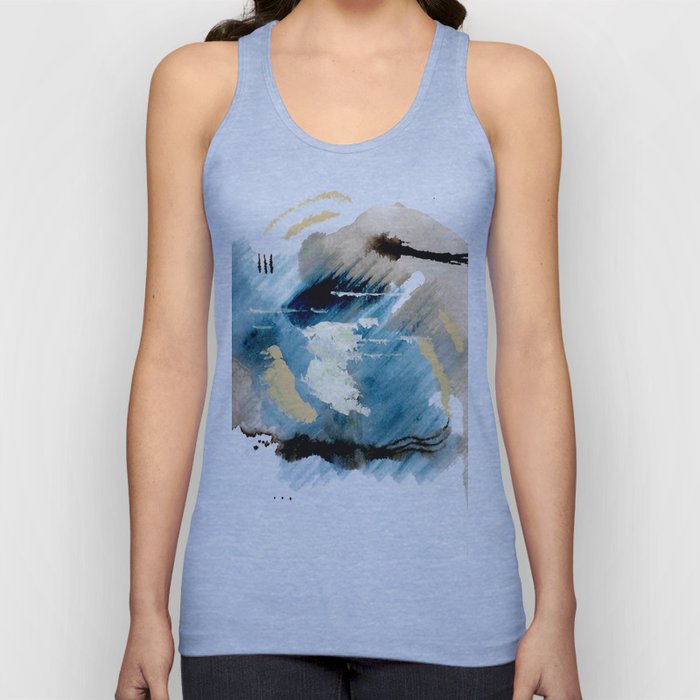 You are an Ocean - abstract India Ink & Acrylic in blue, gray, brown, black and white Tank Top
