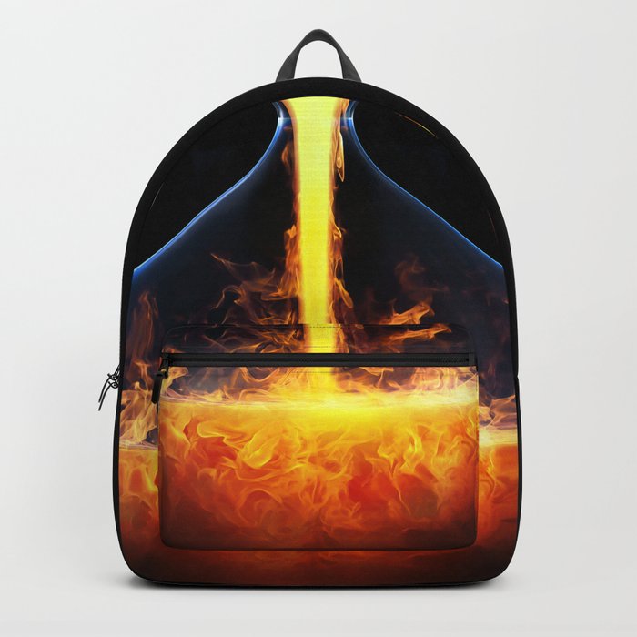 Old flame / 3D render of hourglass flowing liquid fire Backpack