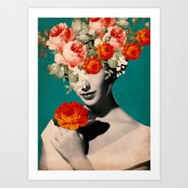 WOMAN WITH FLOWERS Art Print